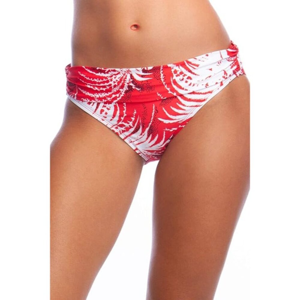La Blanca Womens Banded Hipster Red White Bikini Swim Bottoms Size 12